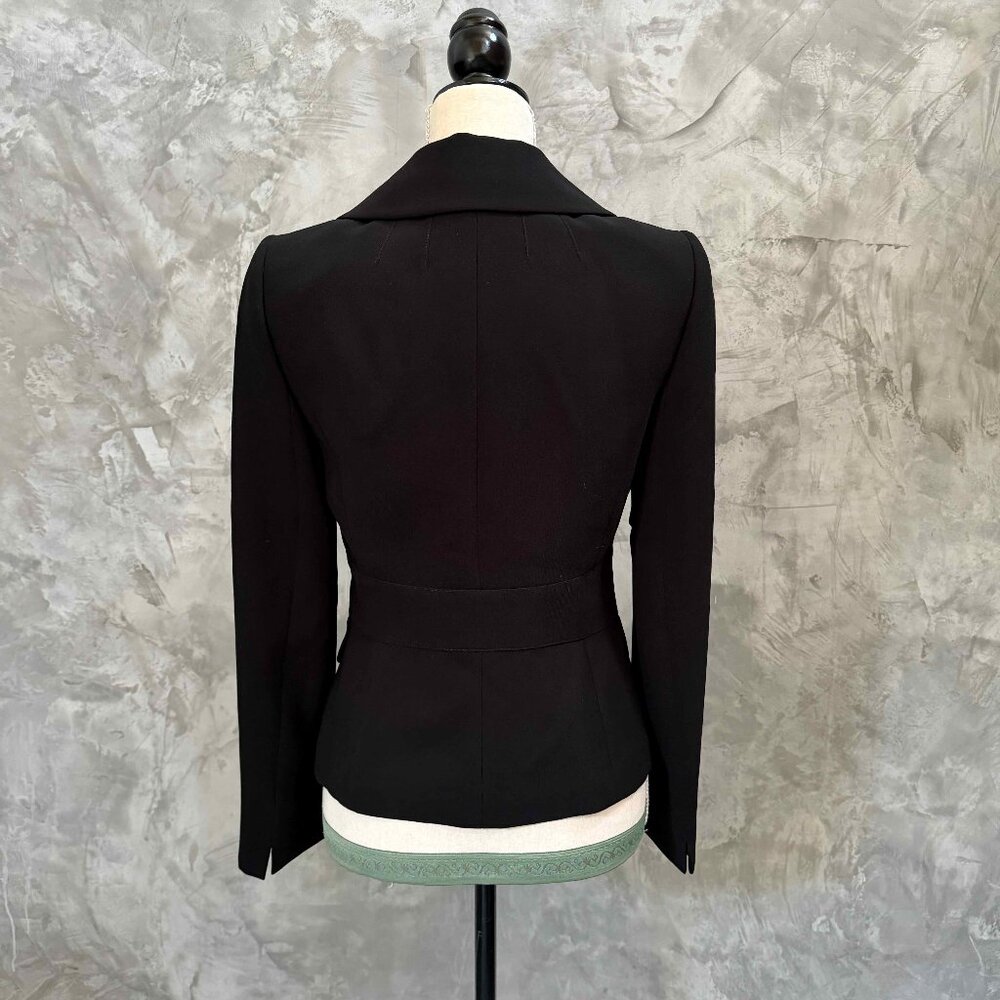 Tahari Arthur S. Levine Black Women's Blazer Ruffled Collar Size 4 - Picture 5 of 7